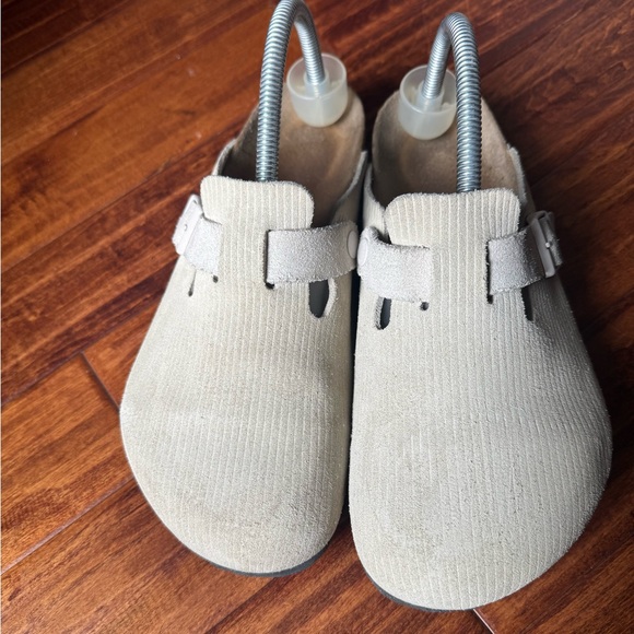 Birkenstock Boston Suede Embossed clogs - Corduroy Antique White Size 40 - Picture 11 of 13